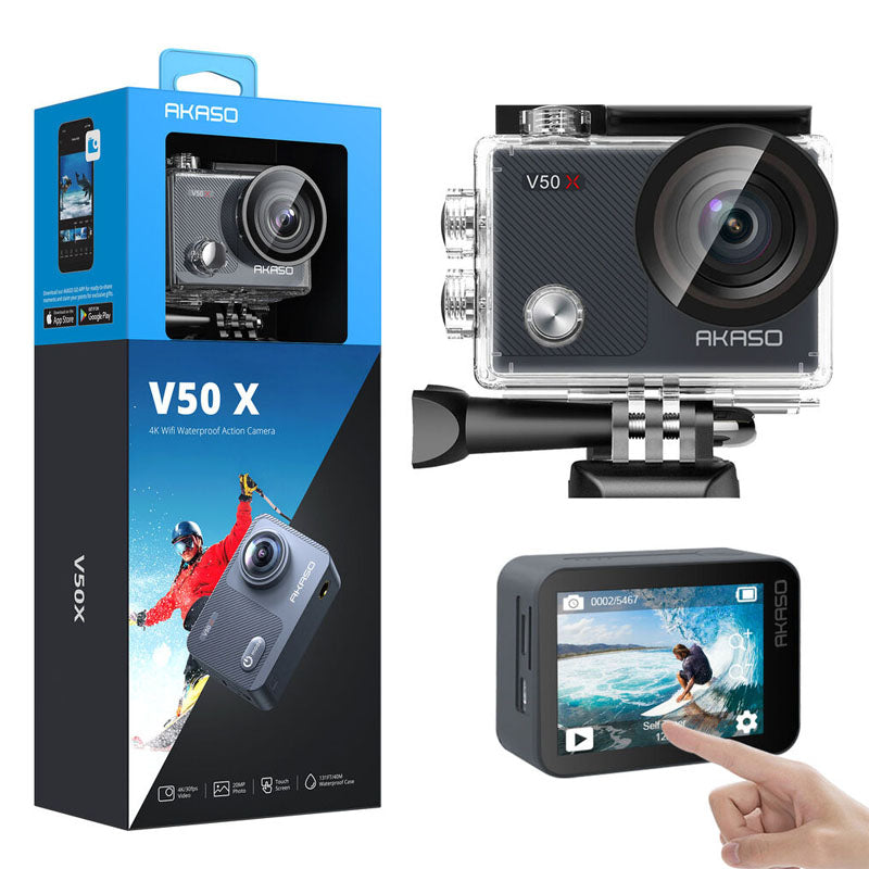 Akaso V50X Native 4K 30fps WIFI Action Camera with EIS Touch Screen 4X Zoom 131 feet Waterproof