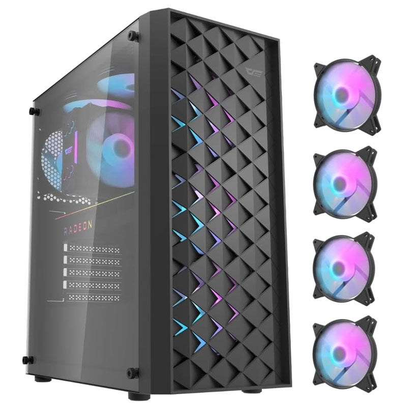 DarkFlash DK351 E-ATX Gaming Case With 4 ARGB Fans Black