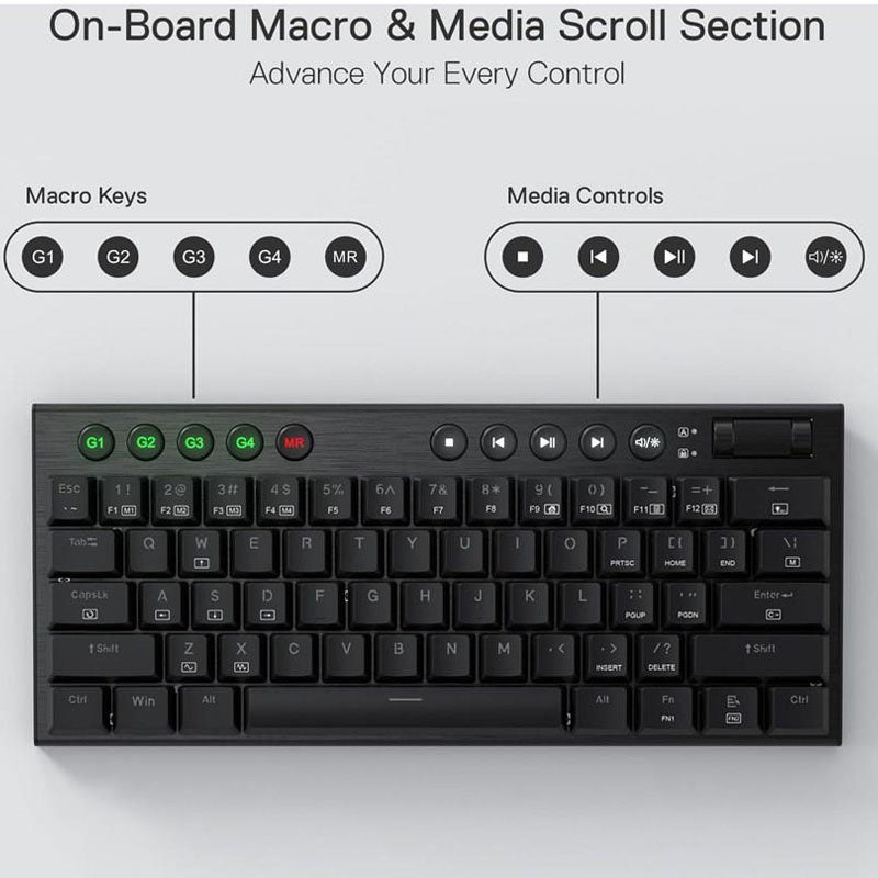 Redragon K632 Horus Mini Pro Wireless RGB Mechanical Gaming Keyboard - Black