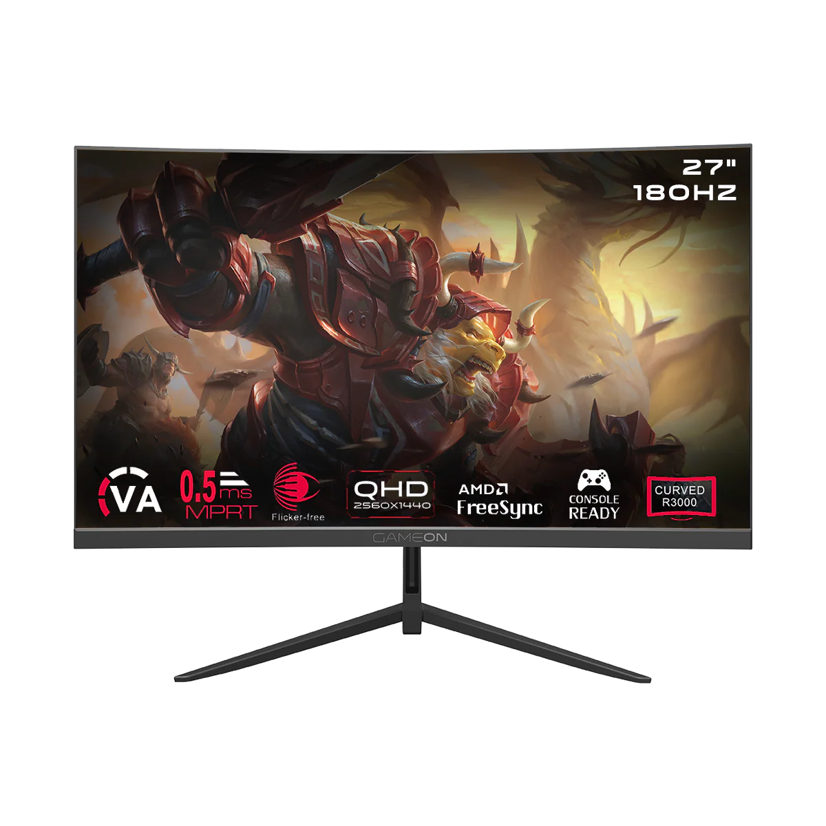 GAMEON GOC27Q180VA Curved 27" QHD, 180Hz, MPRT 0.5ms, HDMI 2.1, VA PANEL Gaming Monitor