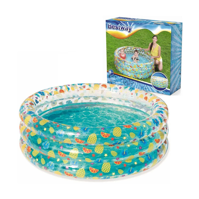 Bestway 51045 Sea Life 3 Ring Transparent Pool Kids Inflatable Tub Swimming Pool