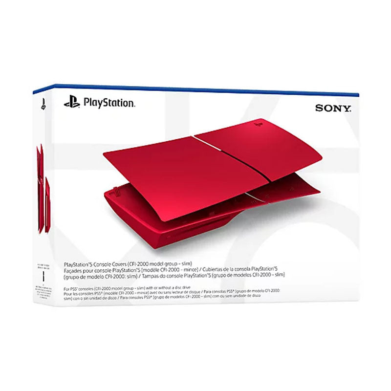 PS5 Console Covers (model group - slim) - Volcanic Red & Sterling Silver