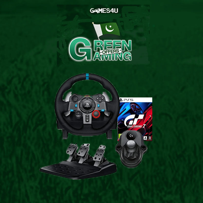 Logitech G29 Racing Wheel and Pedals with Logitech G Driving Force Shifter and Gran Turismo 7 - PS5