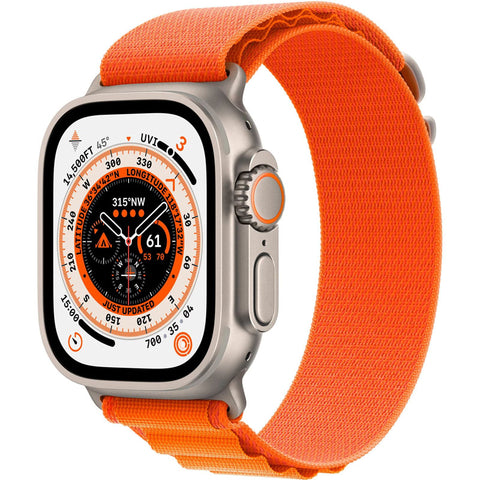 Apple Watch Ultra 49mm Titanium Case with Orange Alpine Loop – Medium