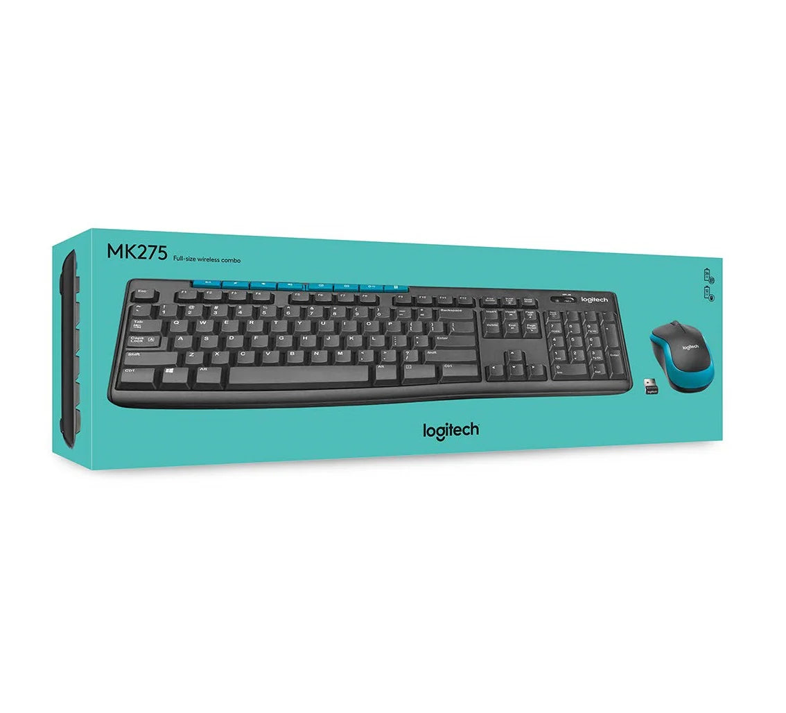 Logitech MK275 Wireless Keyboard & Mouse Combo - Black / Blue