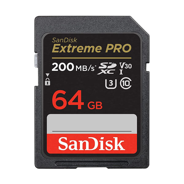 SanDisk Extreme Pro SD UHS I 64GB Card for 4K Video for DSLR and Mirrorless Cameras 200MB/s Read & 90MB/s Write - Games4u Pakistan