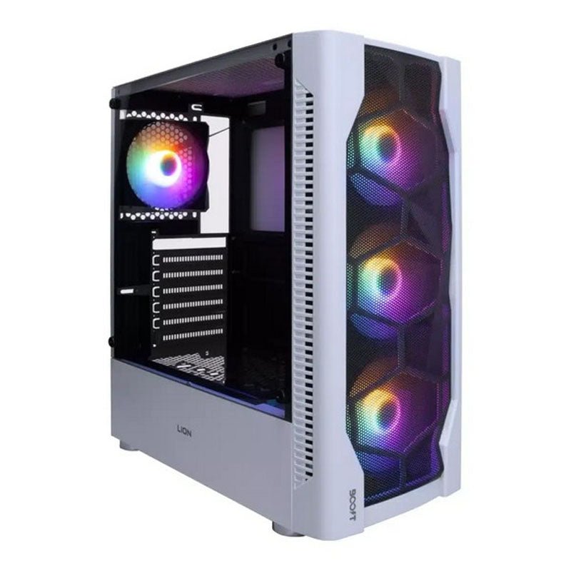 Boost Lion with 4 RGB Fan ATX Gaming Case White