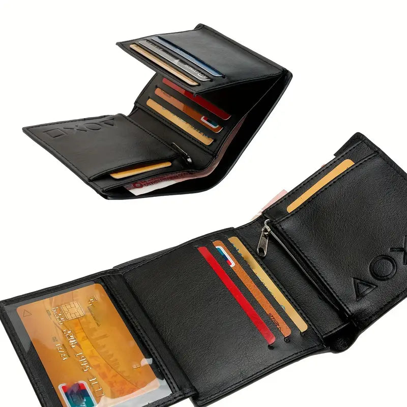 PS2 Men's Wallet with Zipper Coin Pouch Large Capacity Card Slots