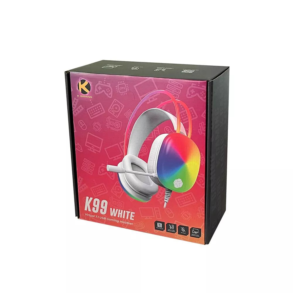 KGaming K99 Virtual 7.1 USB Gaming Headset - White