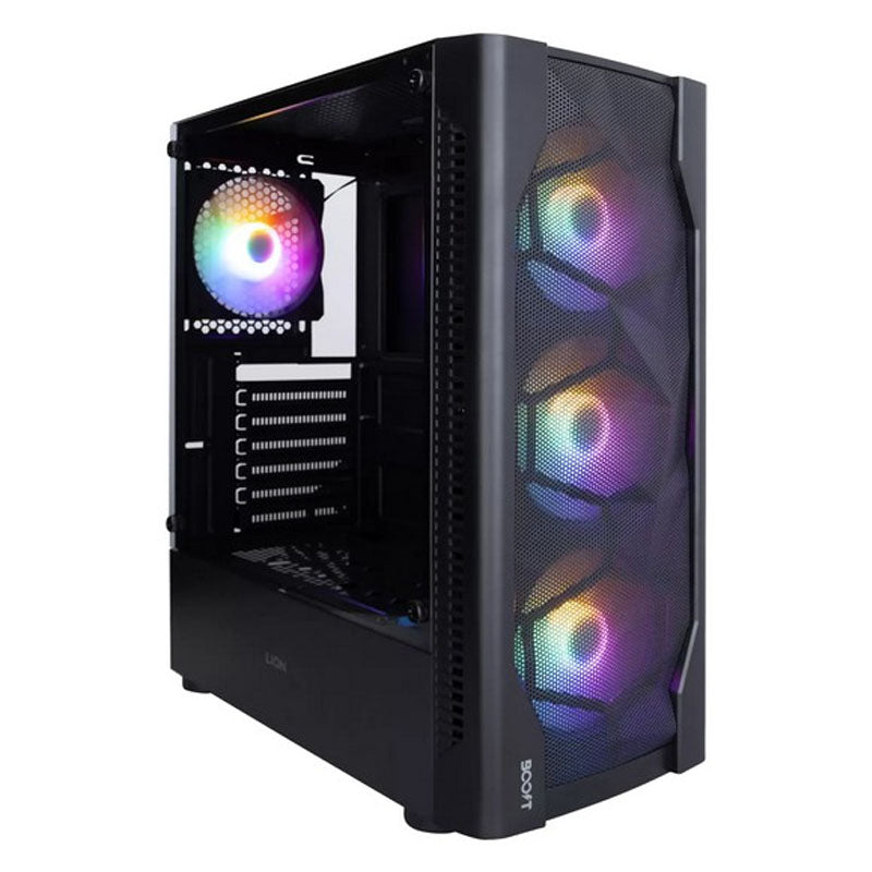 Boost Lion with 4 RGB Fan ATX Gaming Case Black