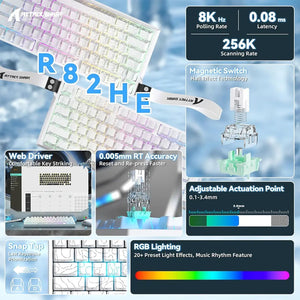 ATTACK SHARK R82 HE Rapid Trigger Keyboard Magnetic Switch-  White contour line