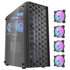 DarkFlash DK351 E-ATX Gaming Case With 4 ARGB Fans Black