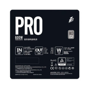 1st Player PRO 6.0 PS-600EUW 600W 80PLUS 230V EU Certified Power Supply - Games4u Pakistan